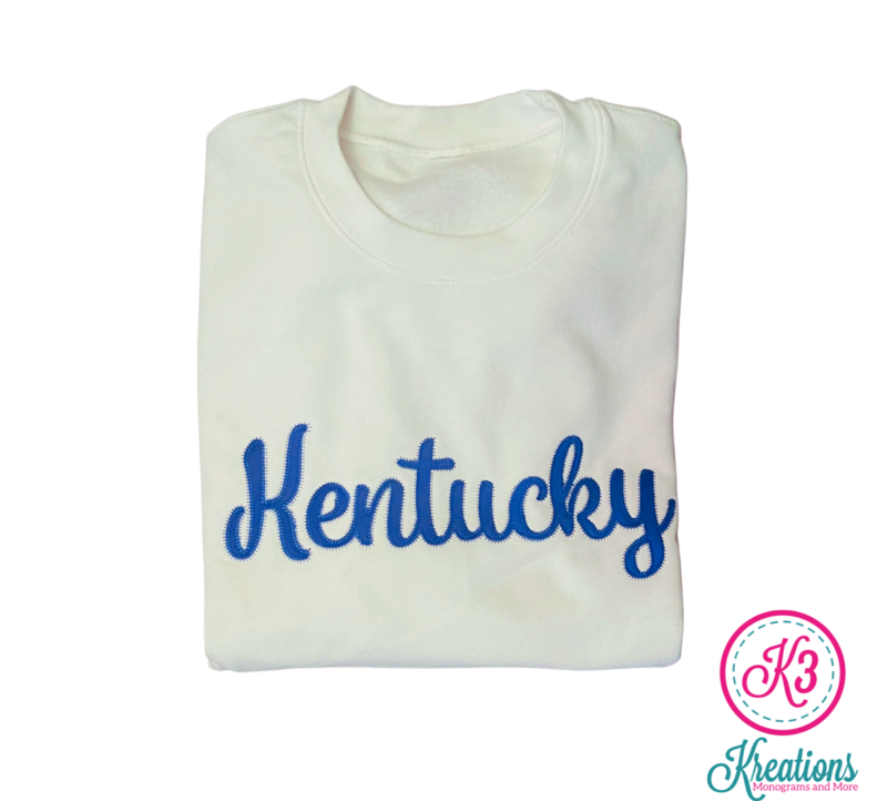 Adult Script Kentucky White Crewneck Sweatshirt