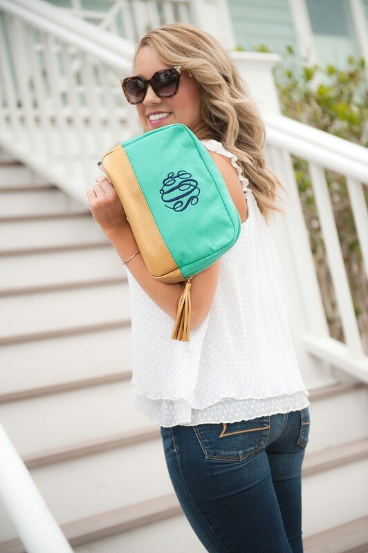 Mint Cabana Cosmetic Bag