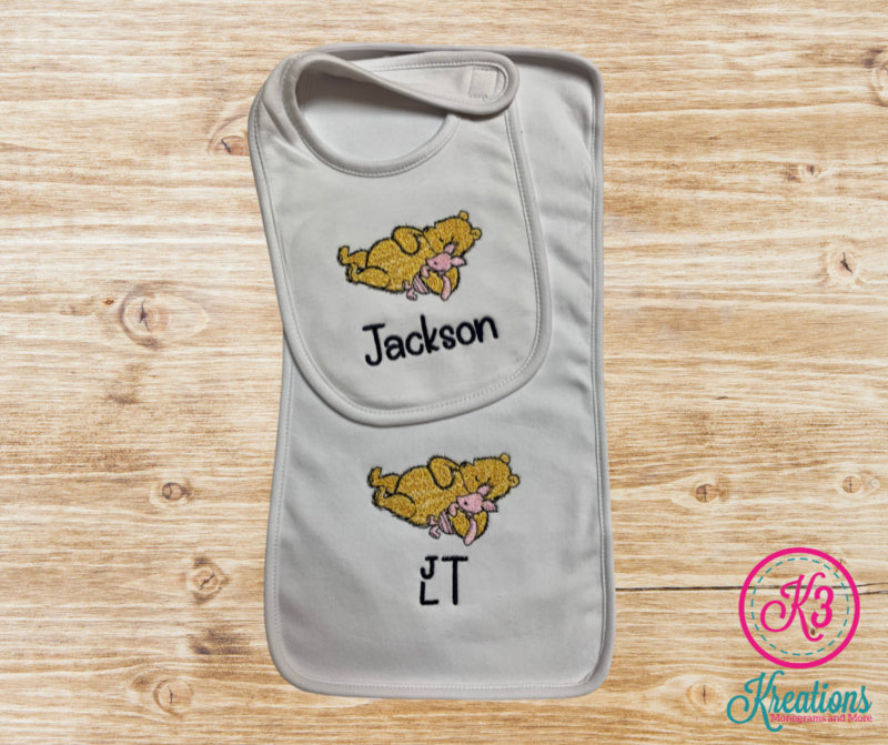 Winnie the Pooh &amp; Piglet Bib &amp; Burp Cloth