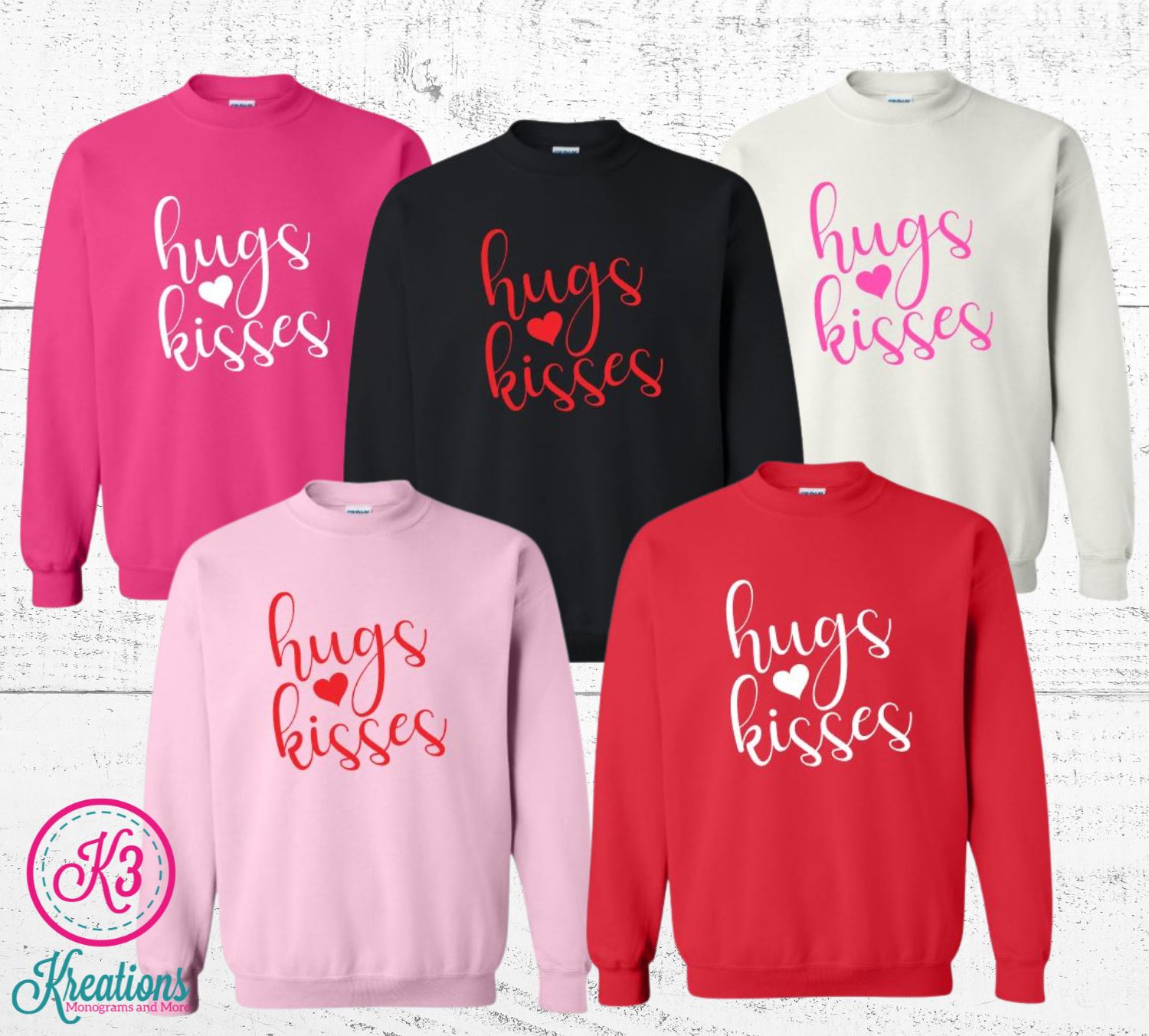 Adult Hugs &amp; Kisses Crewneck Sweatshirt