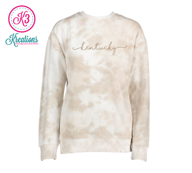 Adult Kentucky Script Neutral Tie-Dye Fleece Crewneck Sweatshirt