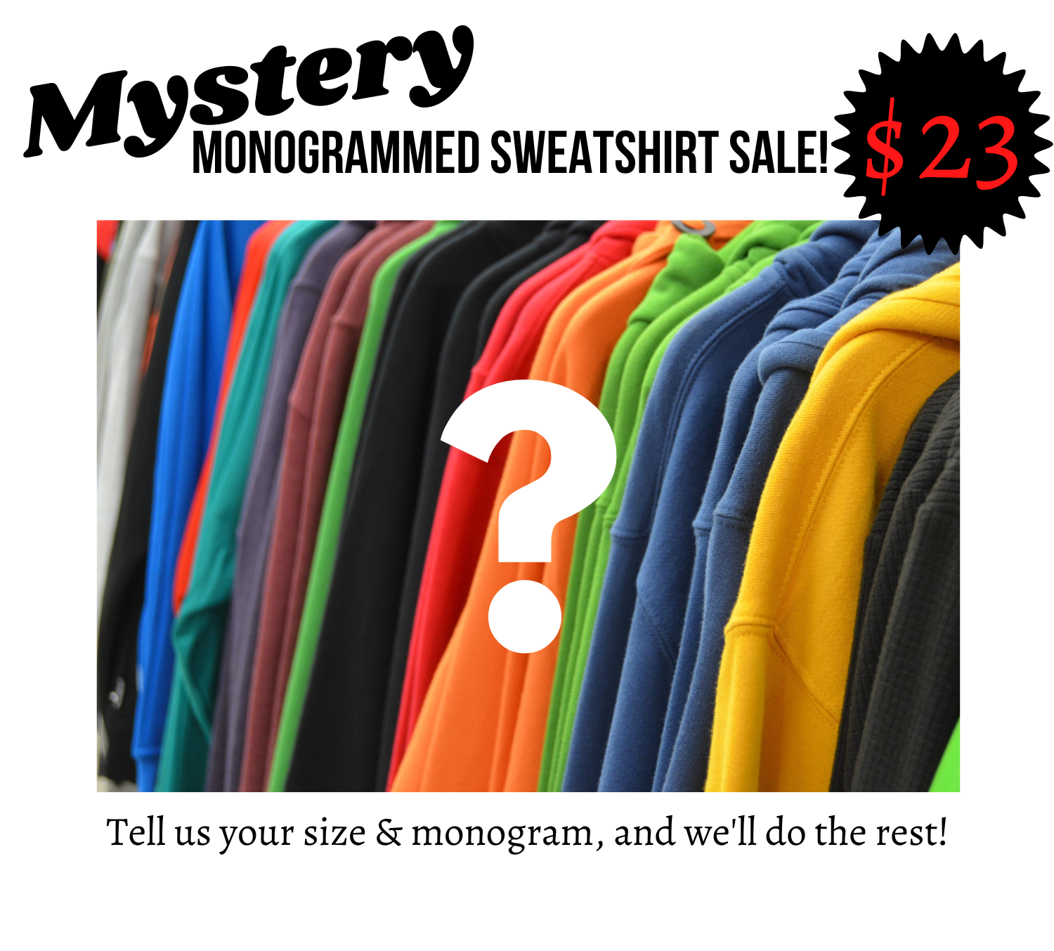 Adult Mystery Left Chest Monogrammed Sweatshirt