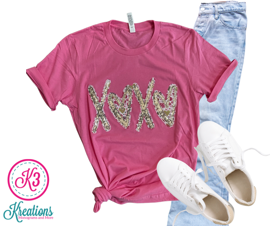 Ladies XOXO Pink Short Sleeve Valentine's Day Tee