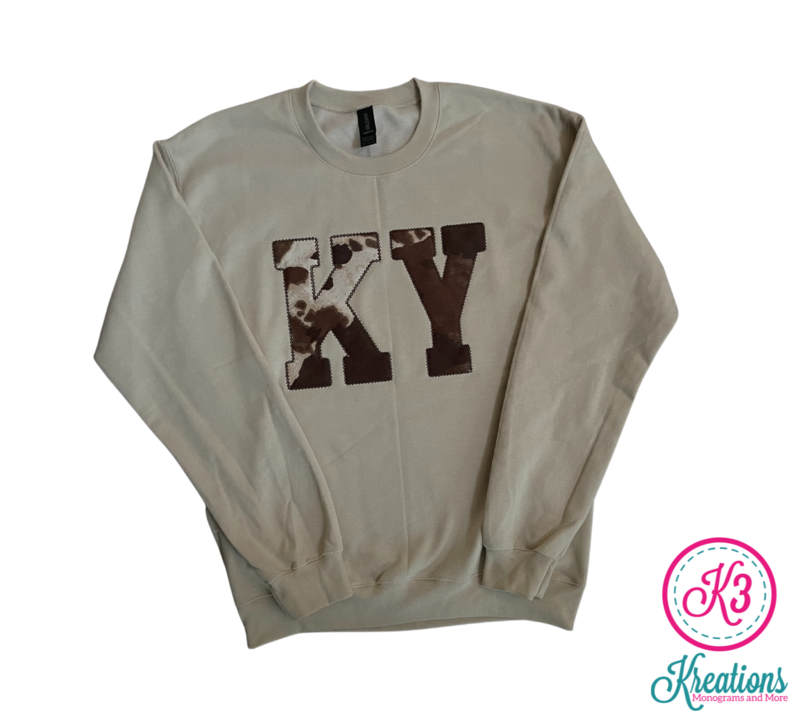 Adult KY Brown Cowhide Crewneck Sweatshirt