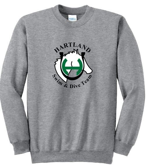Youth or Adult Hartland Swim & Dive Team Essential Fleece Crewneck Sweatshirt (HSDT)