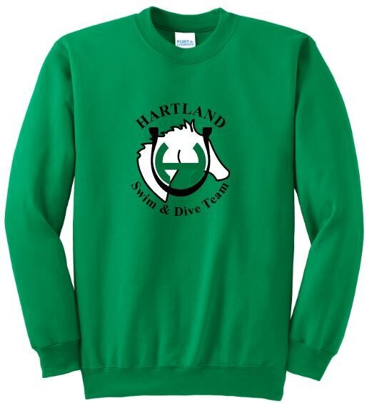 Youth or Adult Hartland Swim &amp; Dive Team Essential Fleece Crewneck Sweatshirt (HSDT)