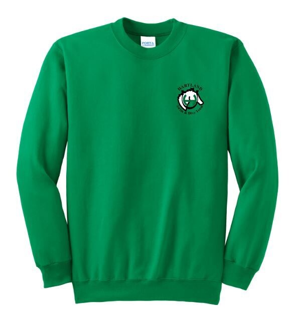 Youth or Adult Hartland Swim &amp; Dive Team Left Chest Embroidered Essential Fleece Crewneck Sweatshirt (HSDT)