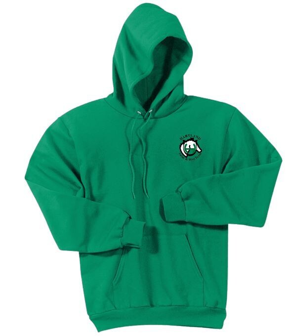 Youth or Adult Hartland Swim &amp; Dive Team Left Chest Embroidered Essential Fleece Hooded Sweatshirt (HSDT)