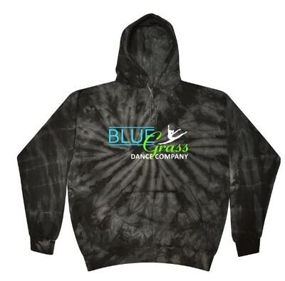 Youth OR Adult Bluegrass Dance Company Black Tie Dye Hooded Sweatshirt (BGD)