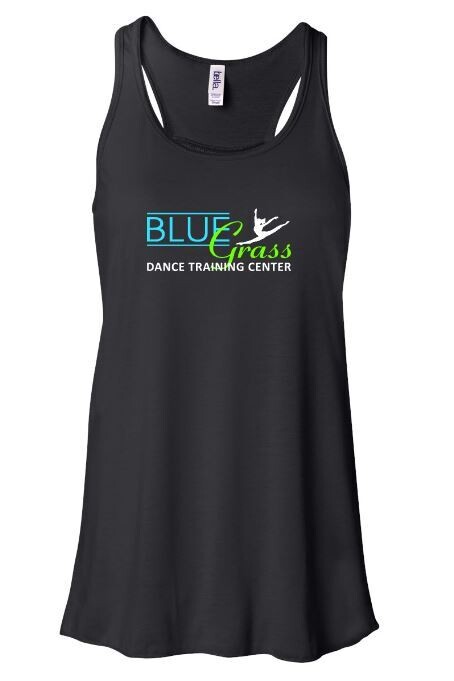 Girls or Ladies Bluegrass Dance Training Center Flowy Racerback Tank (BGD)