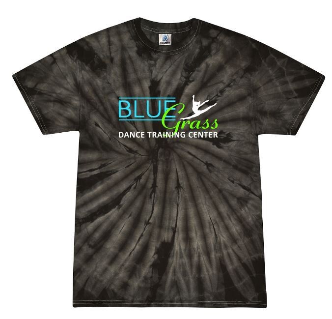 Youth or Adult Bluegrass Dance Training Center Tie-Dye Short Sleeve Tee (BGD)