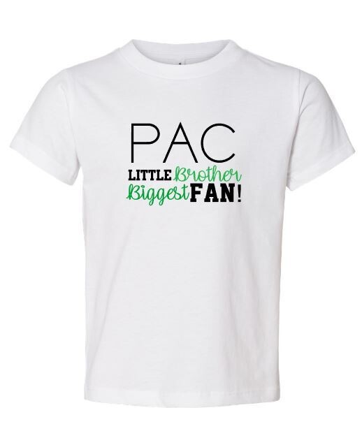 Toddler or Youth PAC Little Brother Biggest Fan! Short Sleeve Bella + Canvas Tee (PAC)