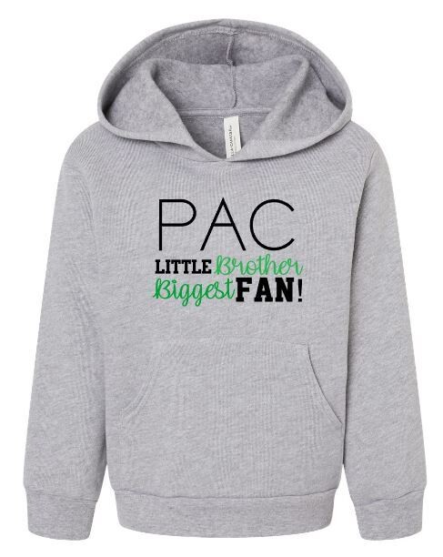 Toddler or Youth PAC Little Brother Biggest Fan! Bella + Canvas Sponge Fleece Pullover Hoodie (PAC)