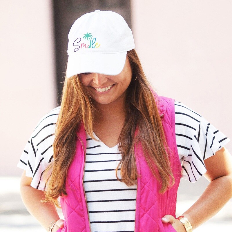 Palm Tree Smile White Cap