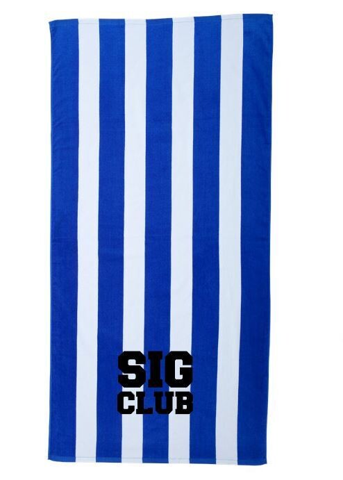 SIG CLUB Cabana Royal Stripe Velour Beach Towel (SCSD)
