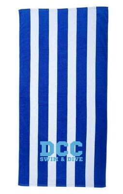 DCC Swim & Dive Cabana Royal Stripe Velour Beach Towel (DCC)