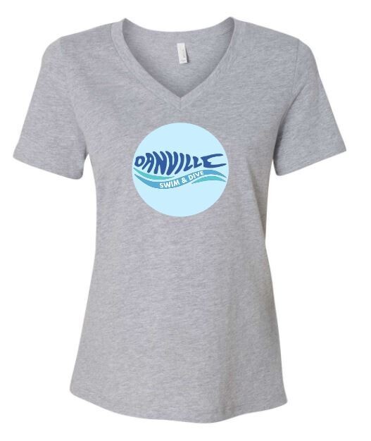 Ladies Bella + Canvas Danville Swim &amp; Dive Circle Logo V-Neck Short Sleeve Tee (DCC)