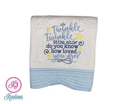 Twinkle Twinkle Antique Blue or Pink Baby Quilt