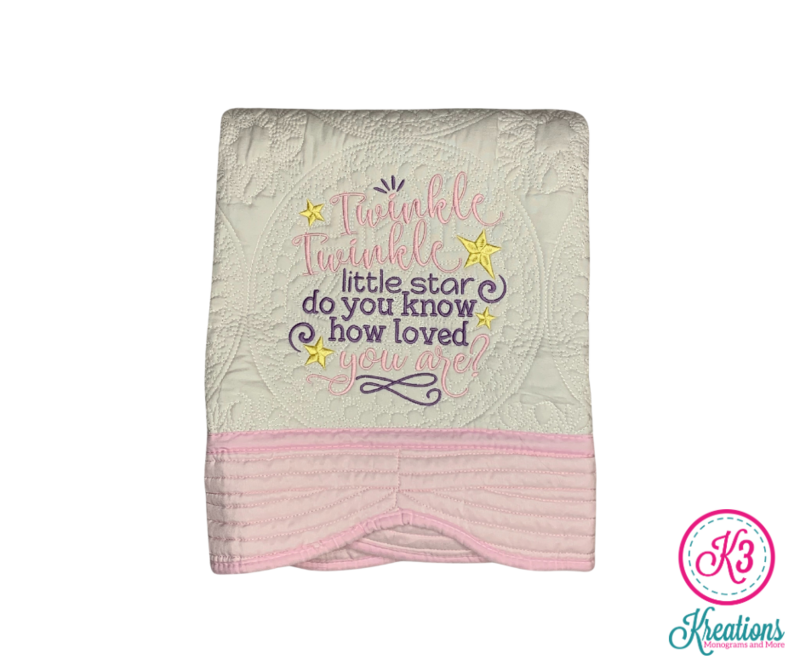 Twinkle Twinkle Antique Blue or Pink Baby Quilt