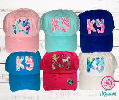KY Lilly Print Distressed Cap
