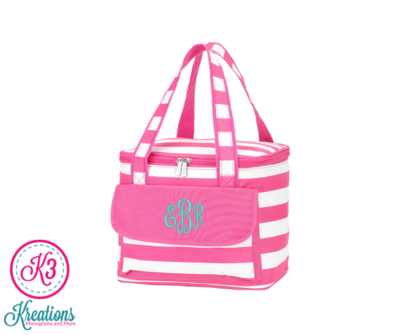 Hot Pink Stripe Cooler Bag