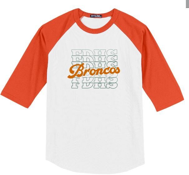 Adult FDHS Broncos Baseball Style Tee 