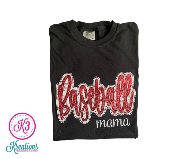 Adult Comfort Colors Sequin Baseball Mama Short Sleeve Tee