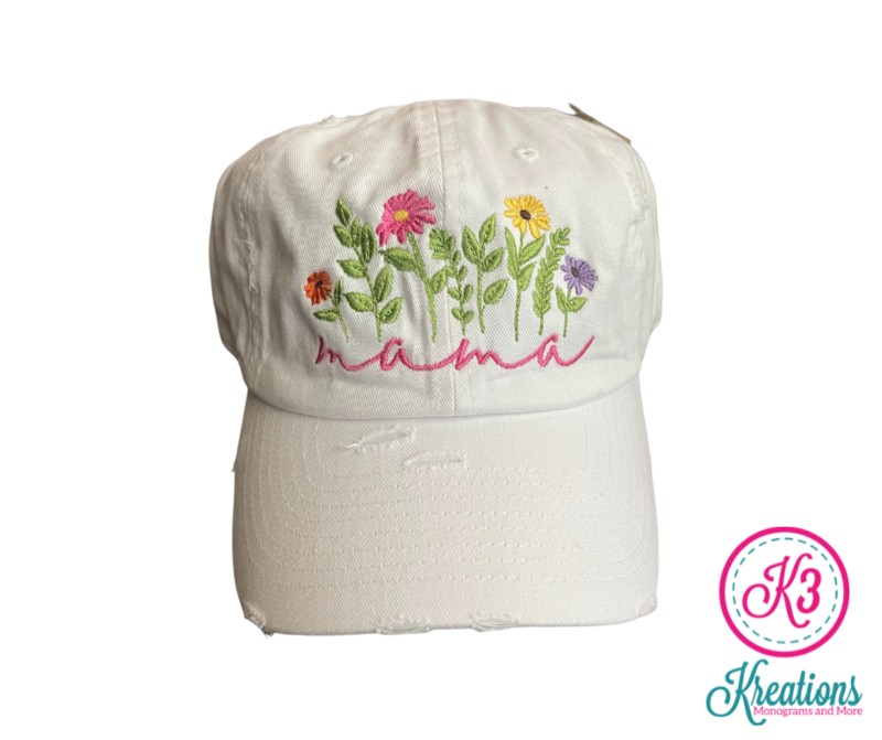 Embroidered Floral Mama Ball Cap