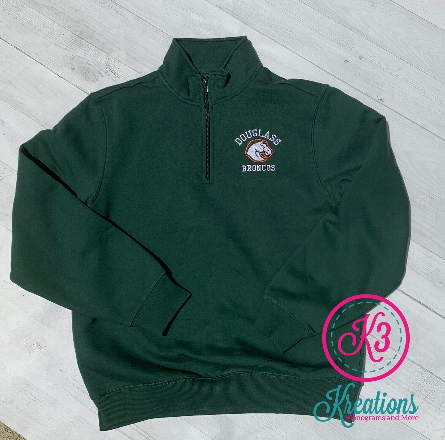Adult Charles River 1/4 Zip Fleece Pullover with your choice of Douglass Logo
