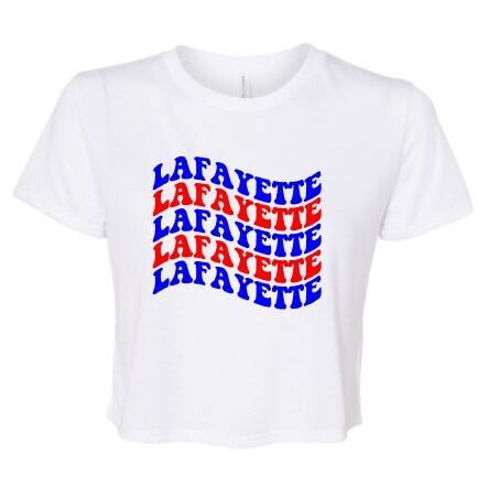 Ladies Waved Lafayette Bella + Canvas Flowy Cropped Tee