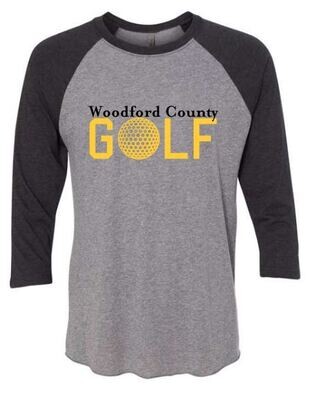 Adult Woodford County Golf Triblend Three-Quarter Sleeve Raglan (WCG)