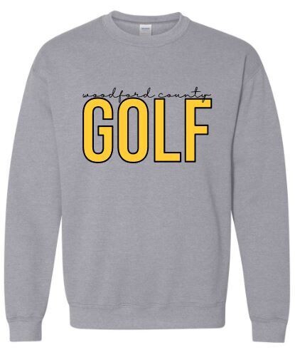 Youth or Adult woodford county GOLF Crewneck Sweatshirt (WCG)