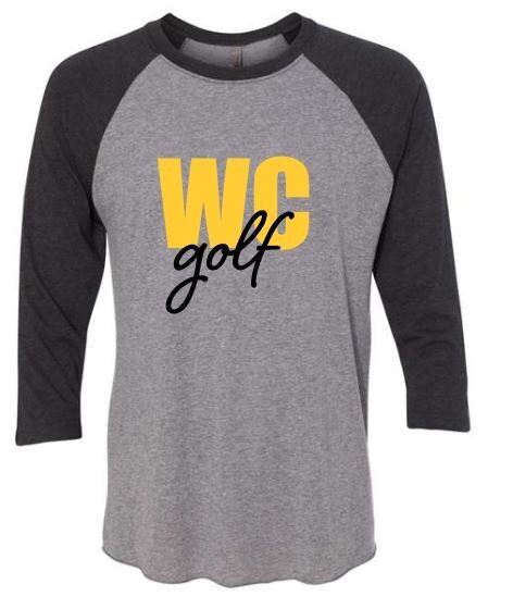 Adult Block WC golf Triblend Three-Quarter Sleeve Raglan (WCG)