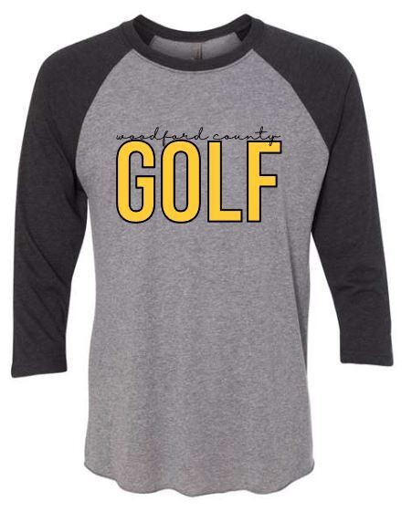Adult woodford county GOLF Triblend Three-Quarter Sleeve Raglan (WCG)