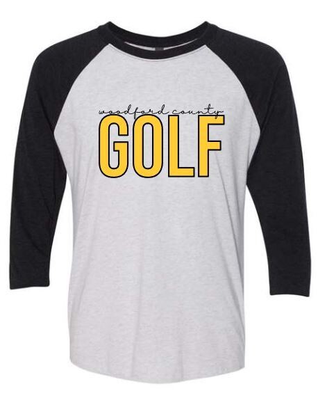 Adult woodford county GOLF Triblend Three-Quarter Sleeve Raglan (WCG)