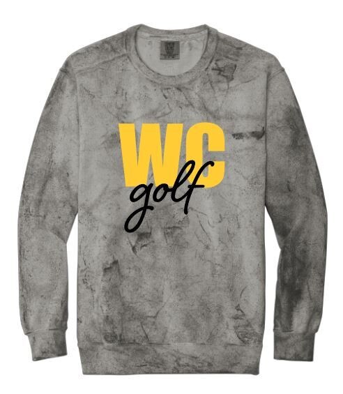 Adult Comfort Colors Color Blast Block WC golf Crewneck Sweatshirt (WCG)
