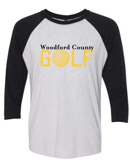 Adult Woodford County Golf Triblend Three-Quarter Sleeve Raglan (WCG)