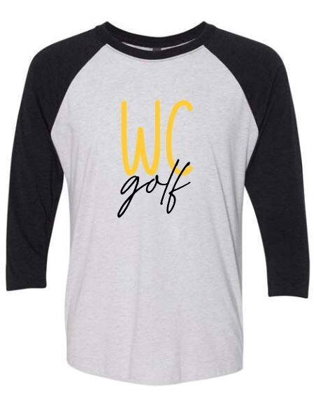 Adult WC golf Triblend Three-Quarter Sleeve Raglan (WCG)