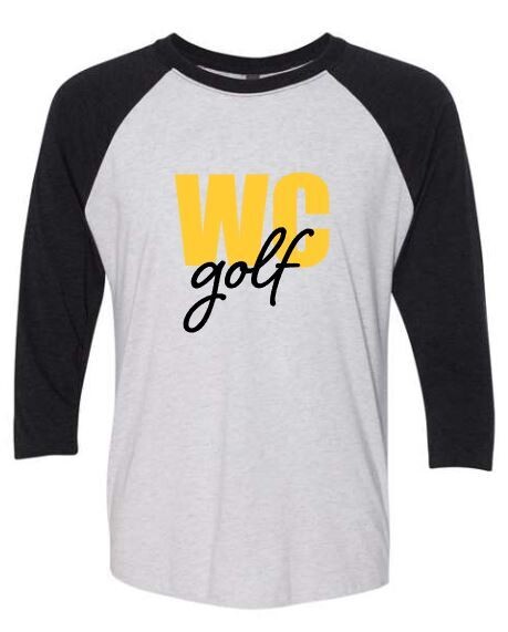 Adult Block WC golf Triblend Three-Quarter Sleeve Raglan (WCG)