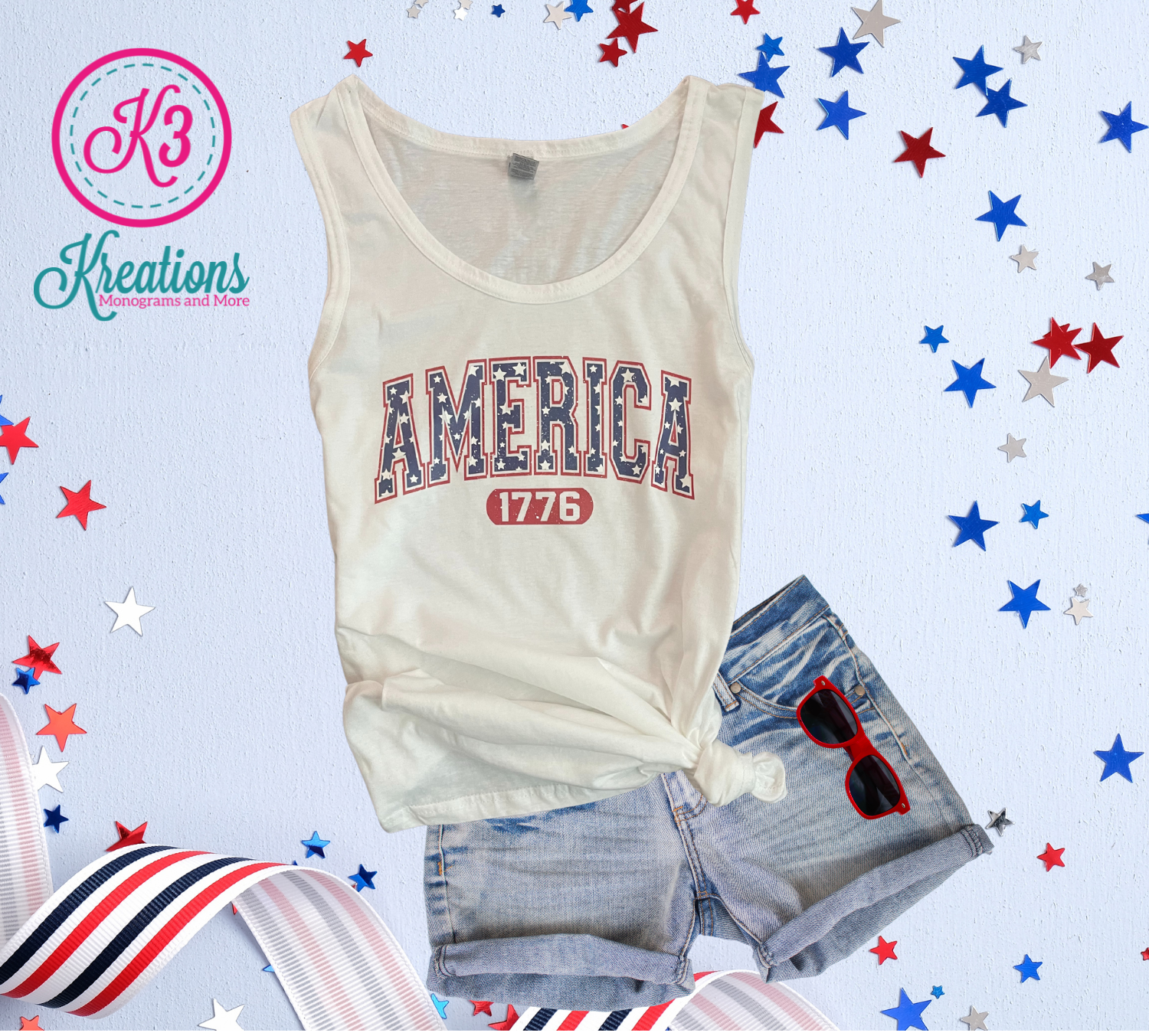 Adult America 1776 White Softstyle Tank