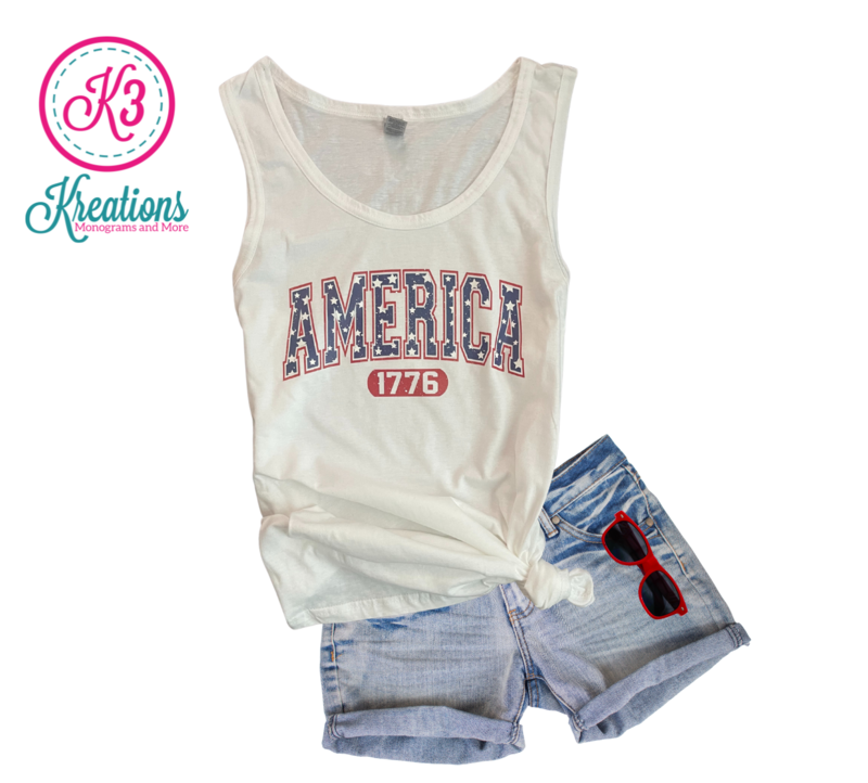Adult America 1776 White Softstyle Tank