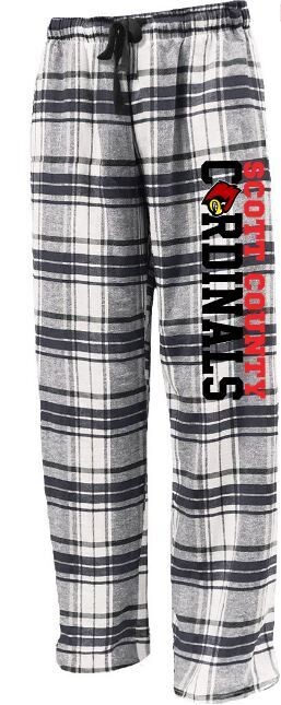 Adult Scott County Cardinals Plaid Flannel Pajama Pants (SCS)
