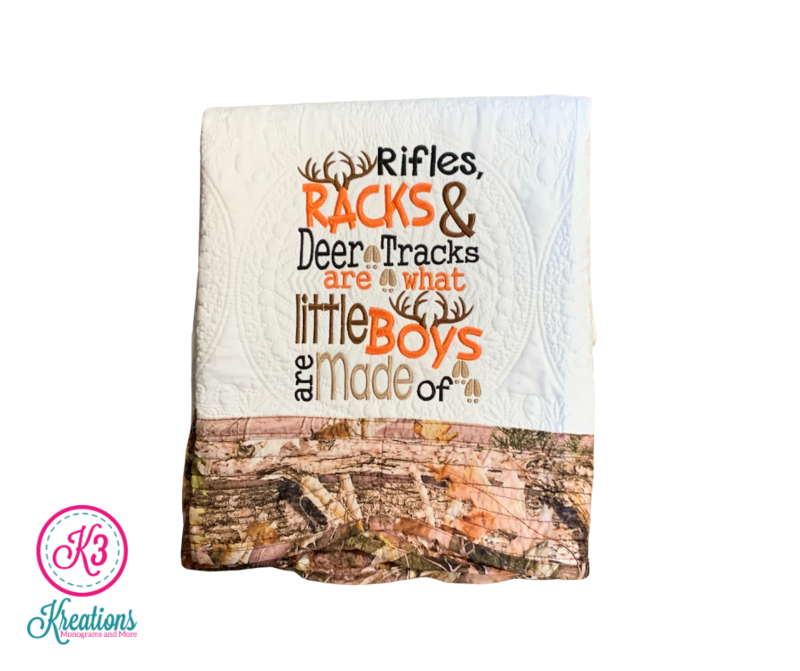 Rifles, Racks &amp; Deer Tracks Are What Little Boys Are Made Of Antique Baby Quilt