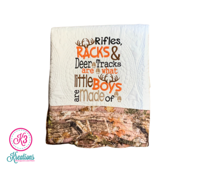 Rifles, Racks & Deer Tracks Are What Little Boys Are Made Of Antique Baby Quilt