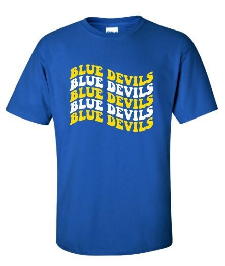 Adult Wavy Blue Devils Short OR Long Sleeve Tee