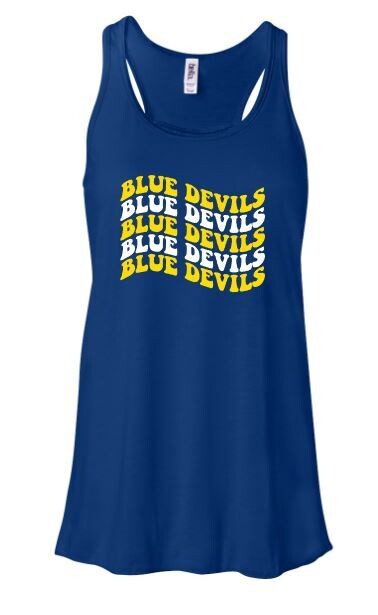 Ladies Wavy Blue Devils Flowy Racerback Tank