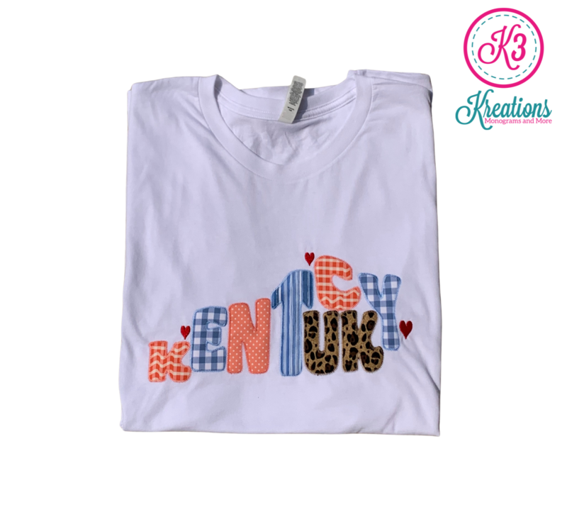 Adult UK Kentucky Fall Applique Short Sleeve Tee