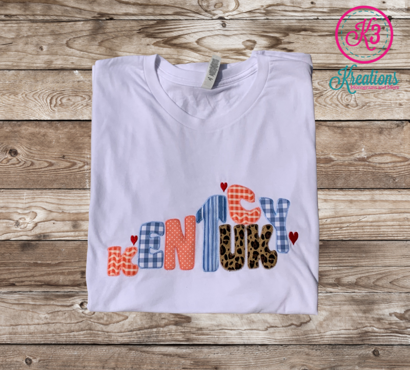 Adult UK Kentucky Fall Applique Short Sleeve Tee