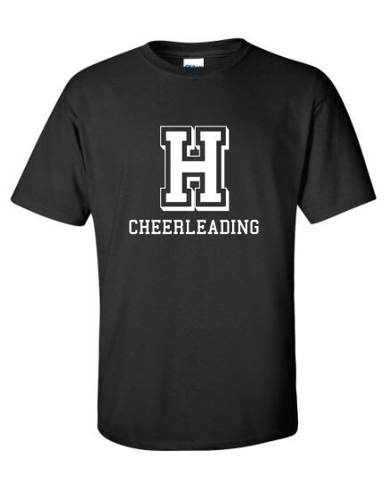 Adult H Cheerleading Softstyle Black Short or Long Sleeve Tee (HCT)
