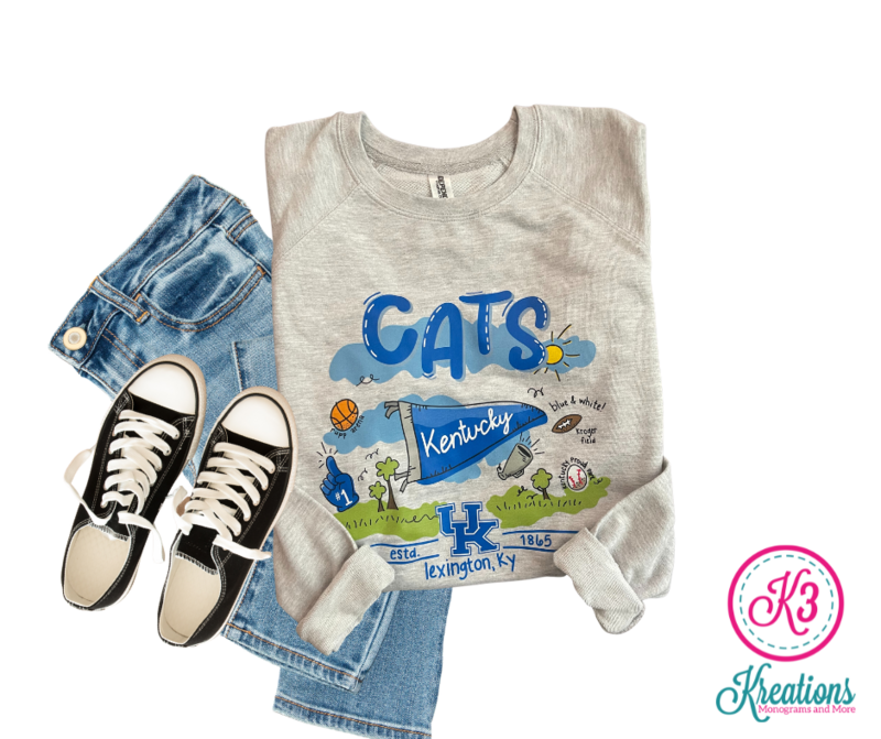 Kentucky Cats Doodle Lightweight Crewneck Sweatshirt